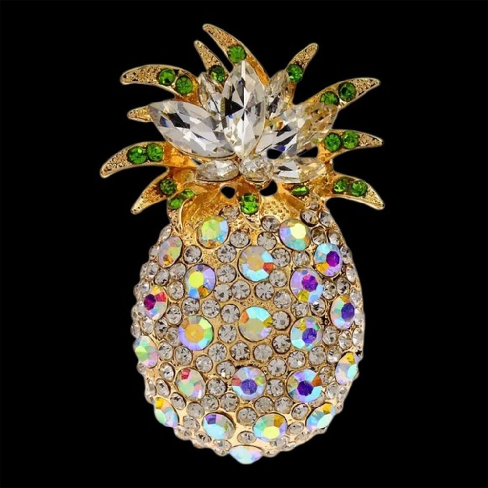 ✨ Stunning Pineapple Aurora Borealis Rhinestones Brooch